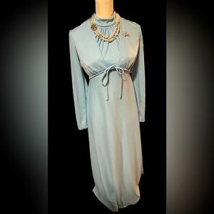 Vintage 1970s Gown with Matching Bolero 1970s Prom Dress Disco Hippy 60s